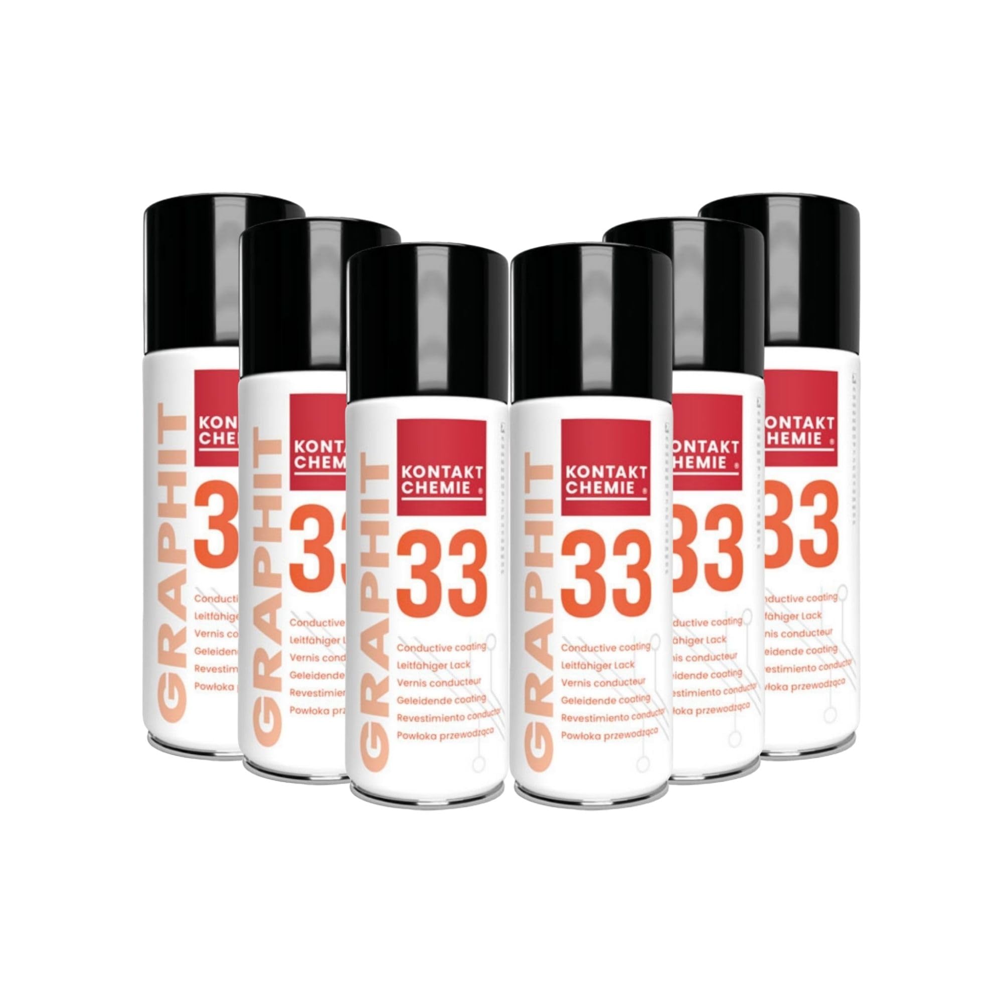 6 Stück Kontakt Chemie Graphit-Leitlack | GRAPHIT 33 | je 200ml