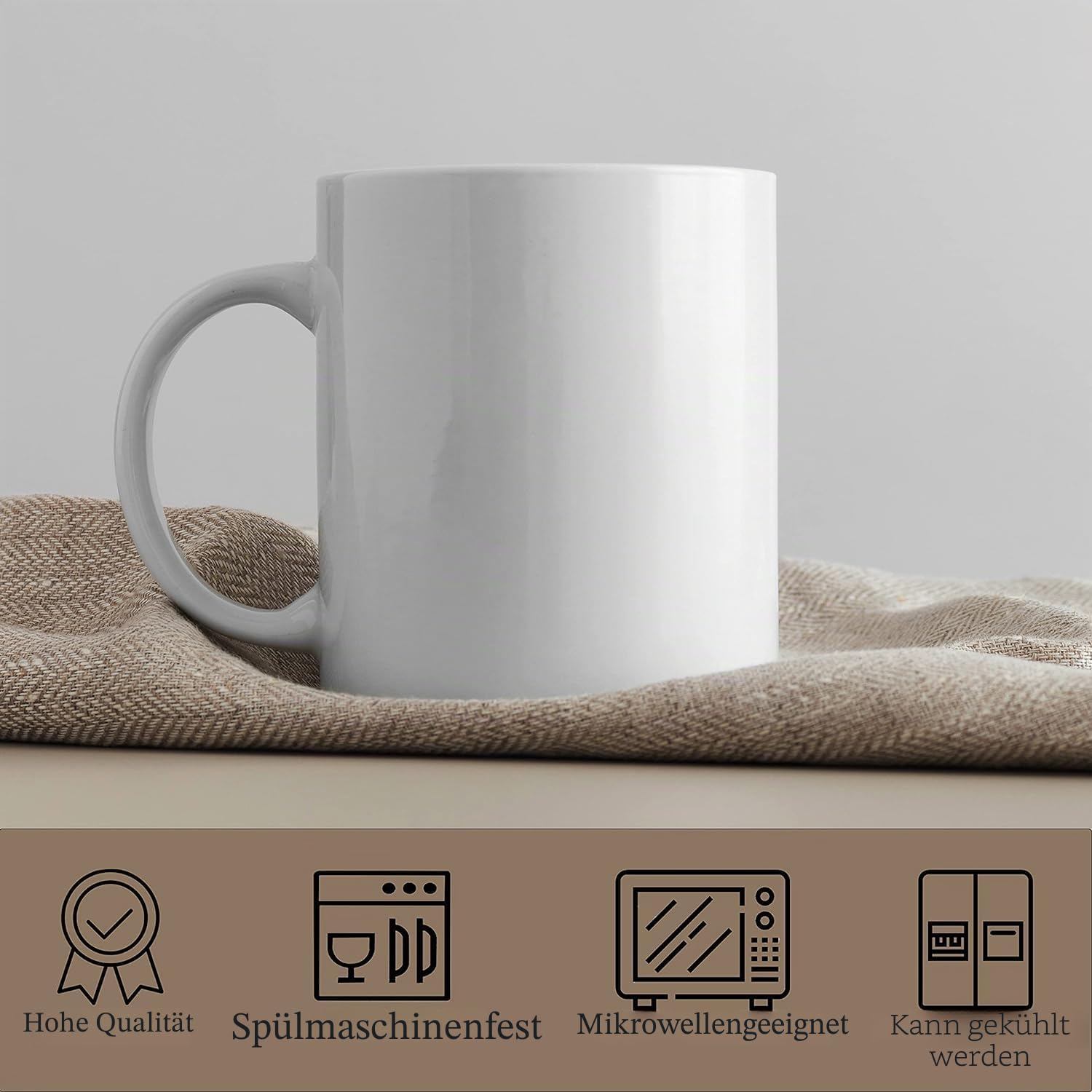 Sublimation weiße Kaffeetassen mit großem Griff, 325 ml, blanko, bedruckt mit Box, 24 Stück