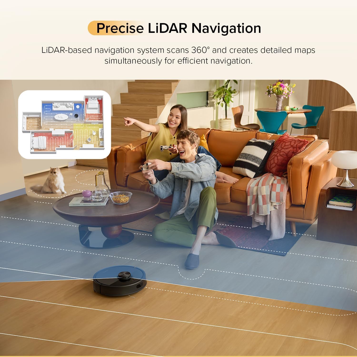 مكنسة وممسحة روبوت موديل Q7 TF، شفط بقوة 10000 باسكال، مكنسة ر... - view 7