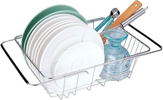 Cestello Scolapasta Estensibile Per Lavello - Acciaio Inox Con Manici In Gomma, Da 34 A 55 Cm - Foto 5