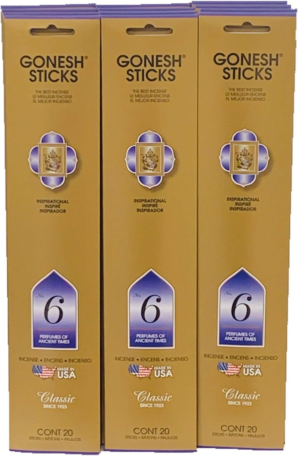 Gonesh Incense Sticks Extra Rich Collection: No6 Perfumes of Ancient Times 12 Pack (20 Sticks/Pack)