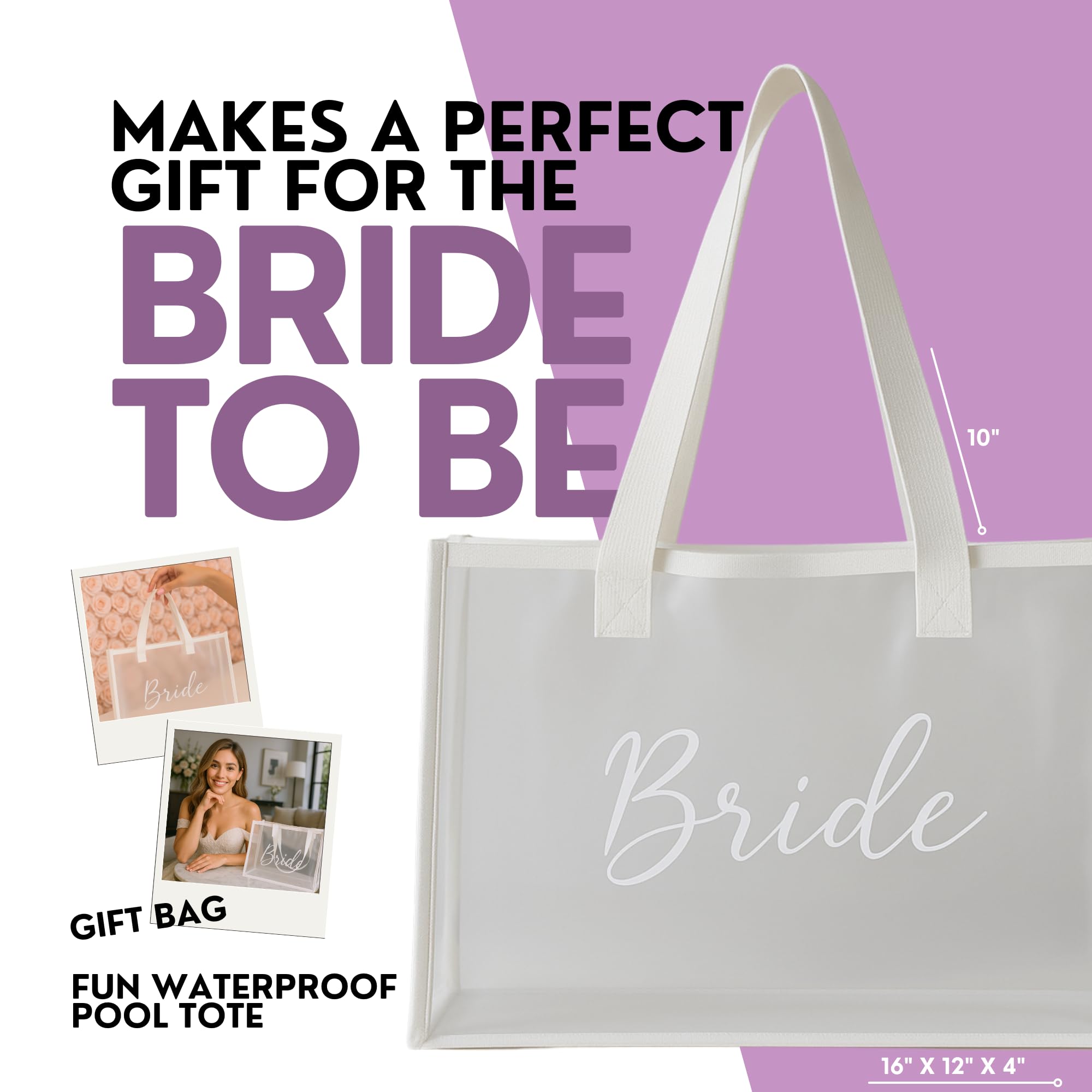 Clear Bride Tote Bag| Bachelorette Party Decorations, Bride To Be Purse Accessory, Bridesmaid Gift, Bridal Shower Supplies, Engagement Party Favor, Bride Beach Pool Bag