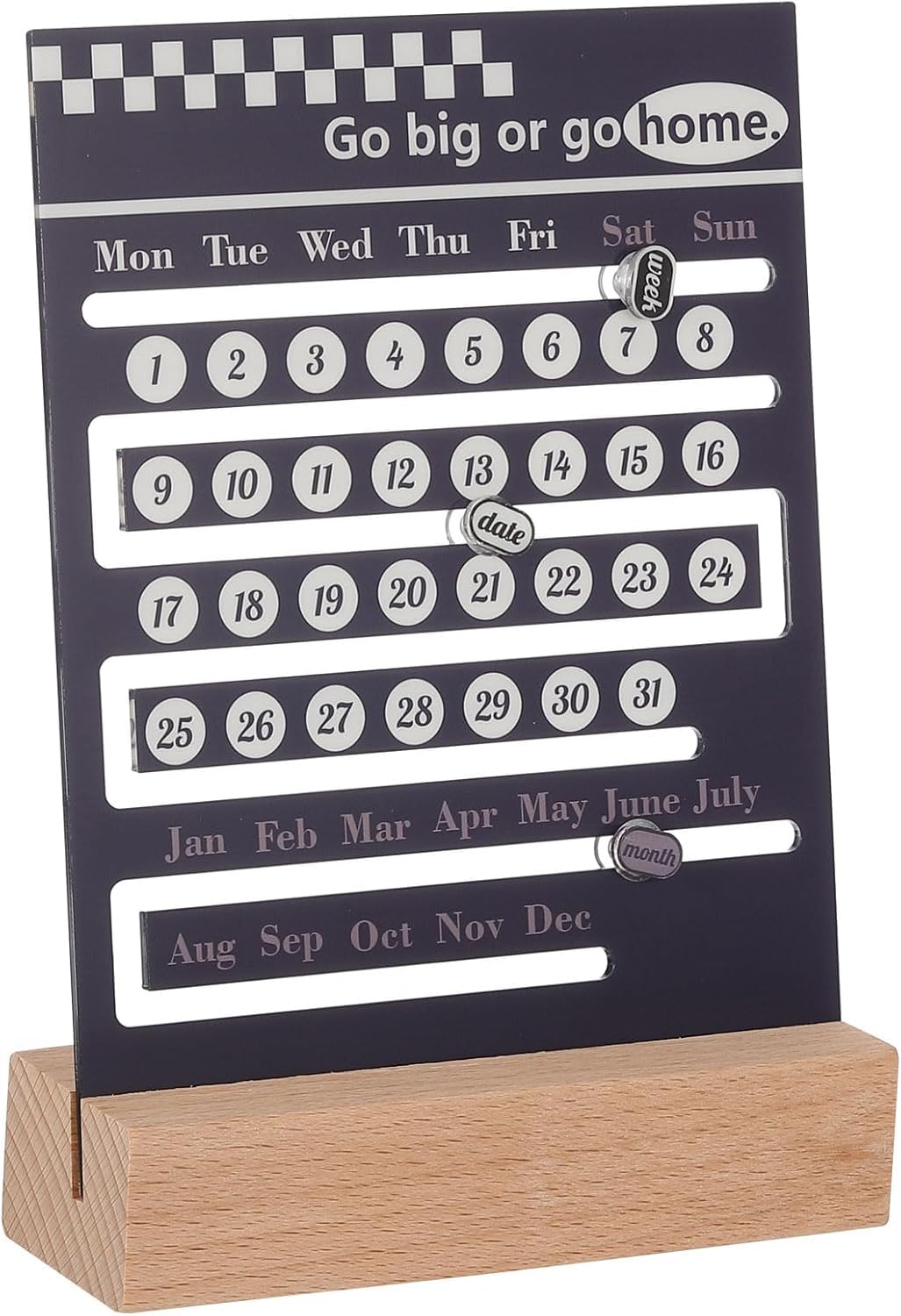 Tazweeq Perpetual Calendar, Acrylic Calendar for Home Office Desk Accessories, Fashion Chess-Themed Calendar (Black)