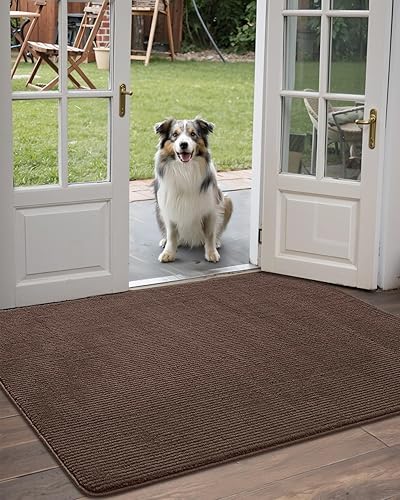 Miniatura 8 de DEXI - Tapete para puerta de entrada, antideslizante, de perfil bajo, lavable, para interior, 35.5 x 59pulgadas, color gris oscuro