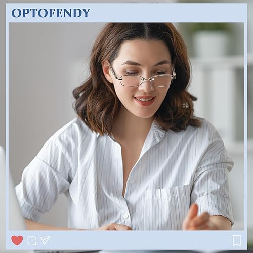 Miniatura 6 de OPTOFENDY Anteojos de lectura sin montura para mujer, lectores para mujeres con bisagras de resorte, bordes tintados, anteojos de lectura con luz