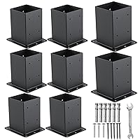 Vista 13 de 4x4 Base de poste de 4 piezas, (Tamaño interno 3.5"x3.5") Soporte de poste de valla de madera para pérgola, anclaje de poste recubierto en polvo