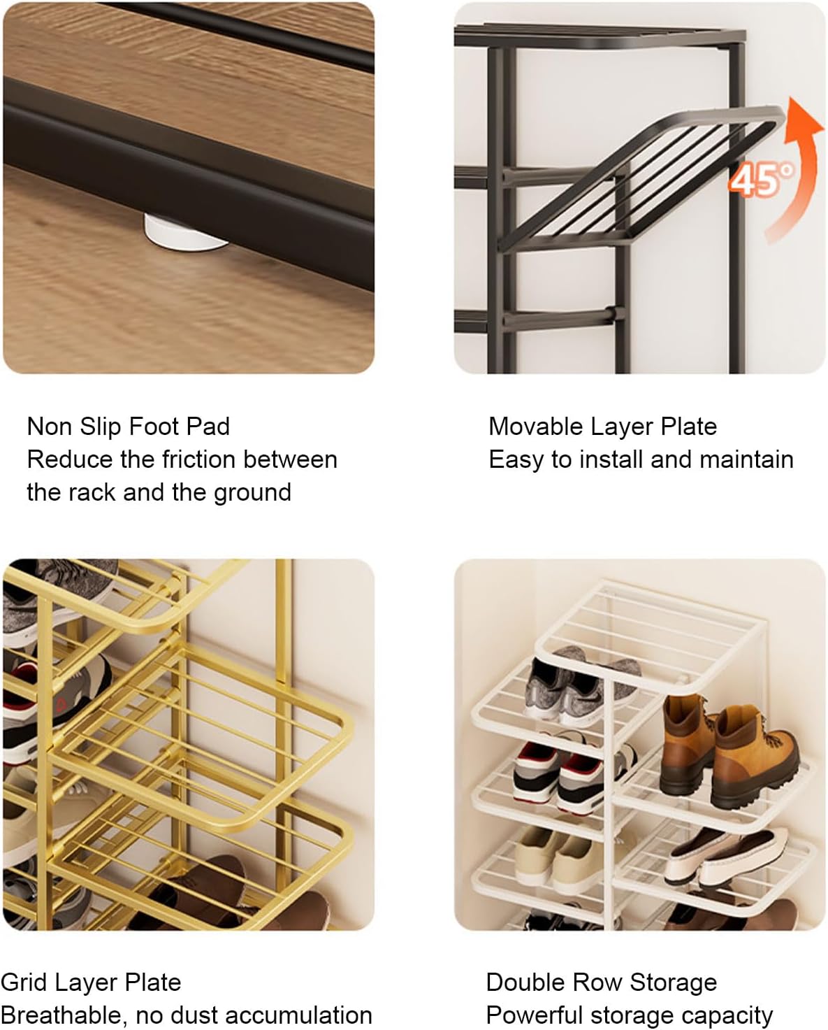 6 Tier Shoe Rack for Front Door Entrance, Metal Shoe Organizer, Shoe Storage Shelf Space Saving Shoes Racks Storage for Entryway, Dorm, Garage, Bathroom, Bedroom (Thickened 6 Tiers Cream