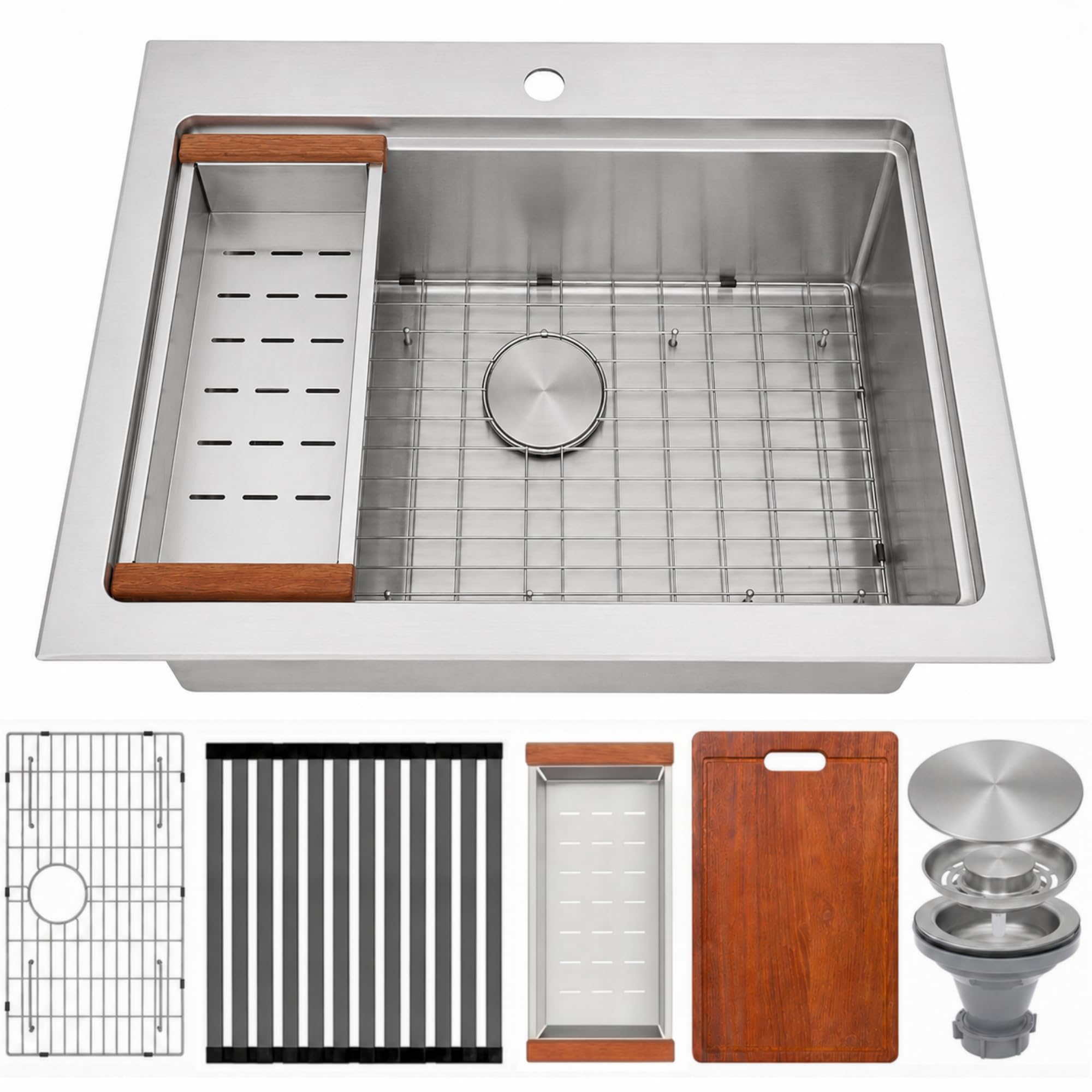Drop In Kitchen Sink 28" X 22",Single Bowl Workstation Sinks