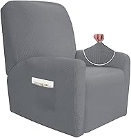 Vista 13 de JIVINER Fundas súper elásticas para sillas reclinables, de elastano, suave, con bolsillos, protector de muebles reclinables (reclinable, negro)