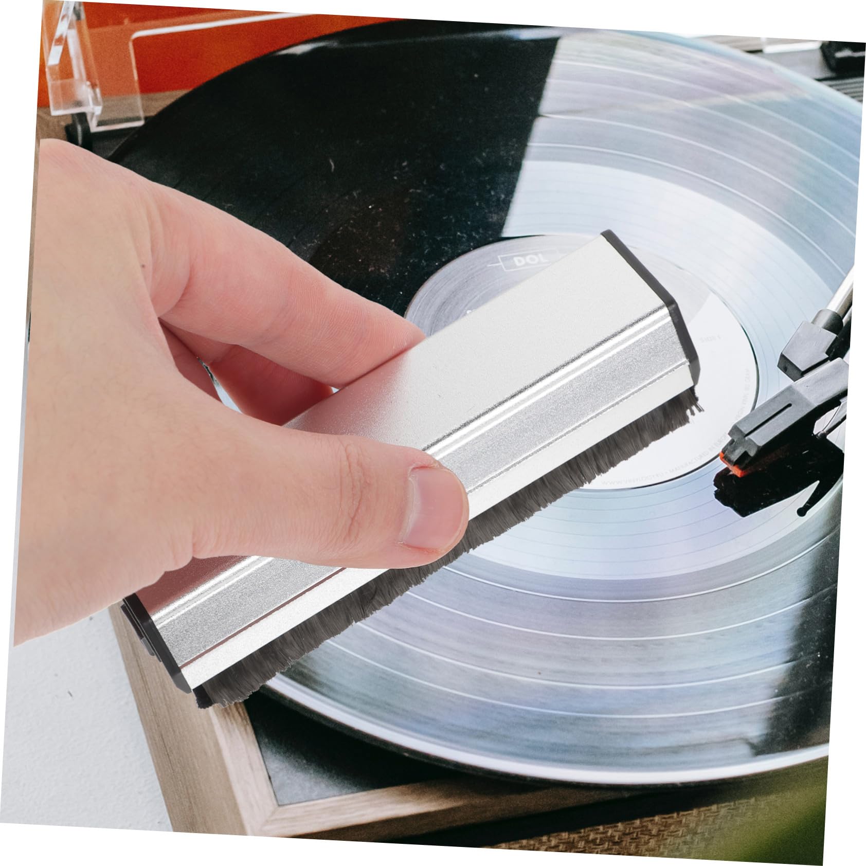 Cepillo para Limpieza Vinilos Duradero de Aluminio Elimina Polvo y Estático Protege Discos Antiguos y Agujas Profesional para Tocadiscos