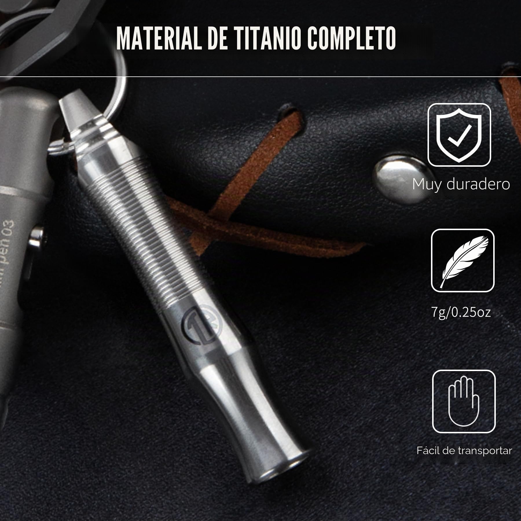 TACRAY Silbato de titanio – Ultra fuerte 120+ dB, mecanizado CNC, ligero y duradero – Perfecto para supervivencia de emergencia, senderismo, acampada y seguridad al aire libre – Incluye cadena de