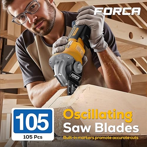 Miniatura 2 de 105 hojas de sierra oscilantes de madera, kit profesional universal de cuchillas oscilantes multiherramienta, incluye 2 adaptadores de clip en C,