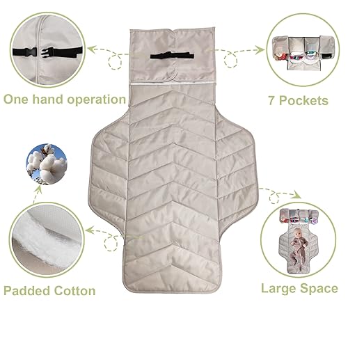 Miniatura 2 de Cambiador de pañales portátil, estación de cambio compacta reutilizable  Cambiador de pañales plegable de viaje con bolsillos para toallitas