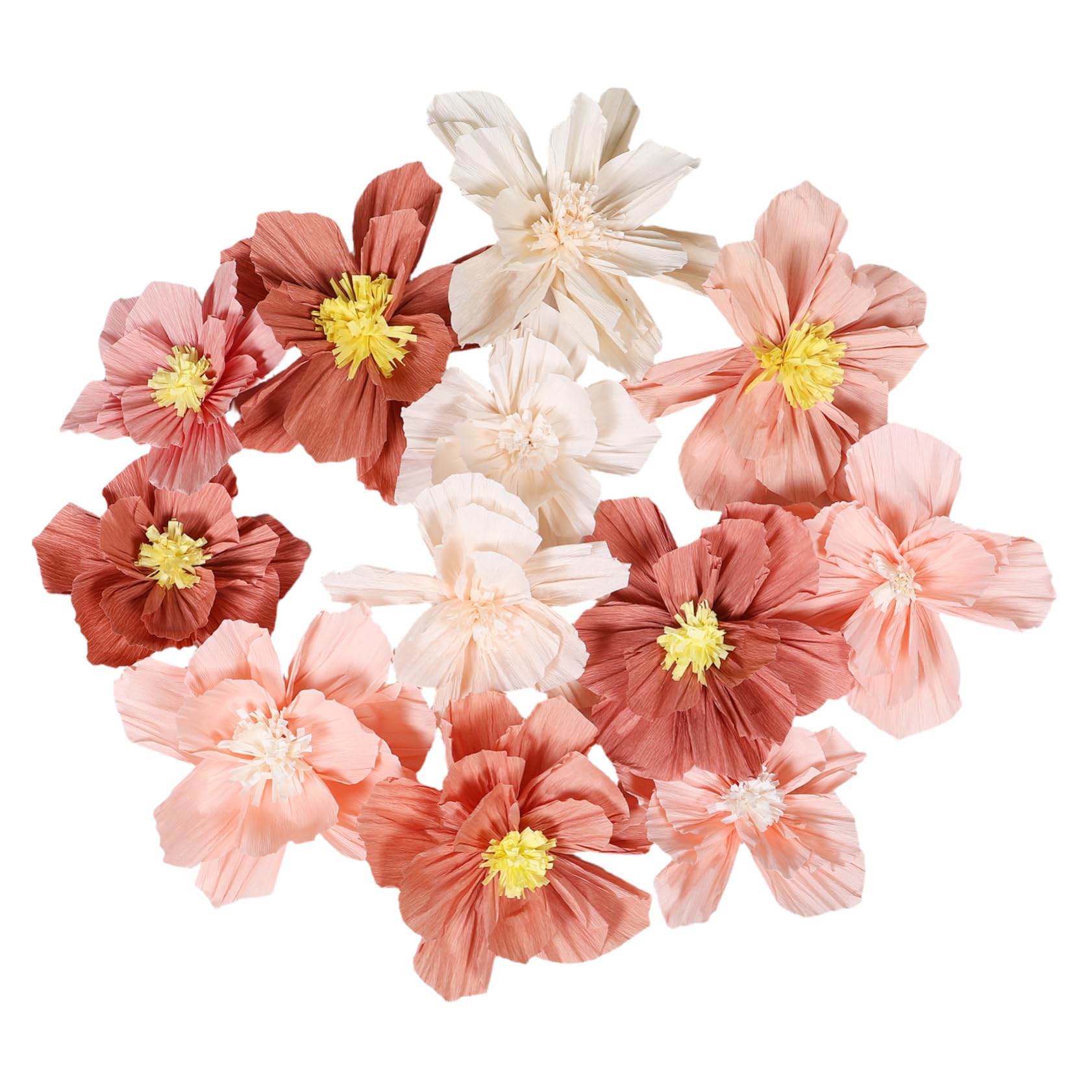 PRETYZOOM 24 Pièces Fleurs en Papier Crépon 3D, Décoratives, Papier