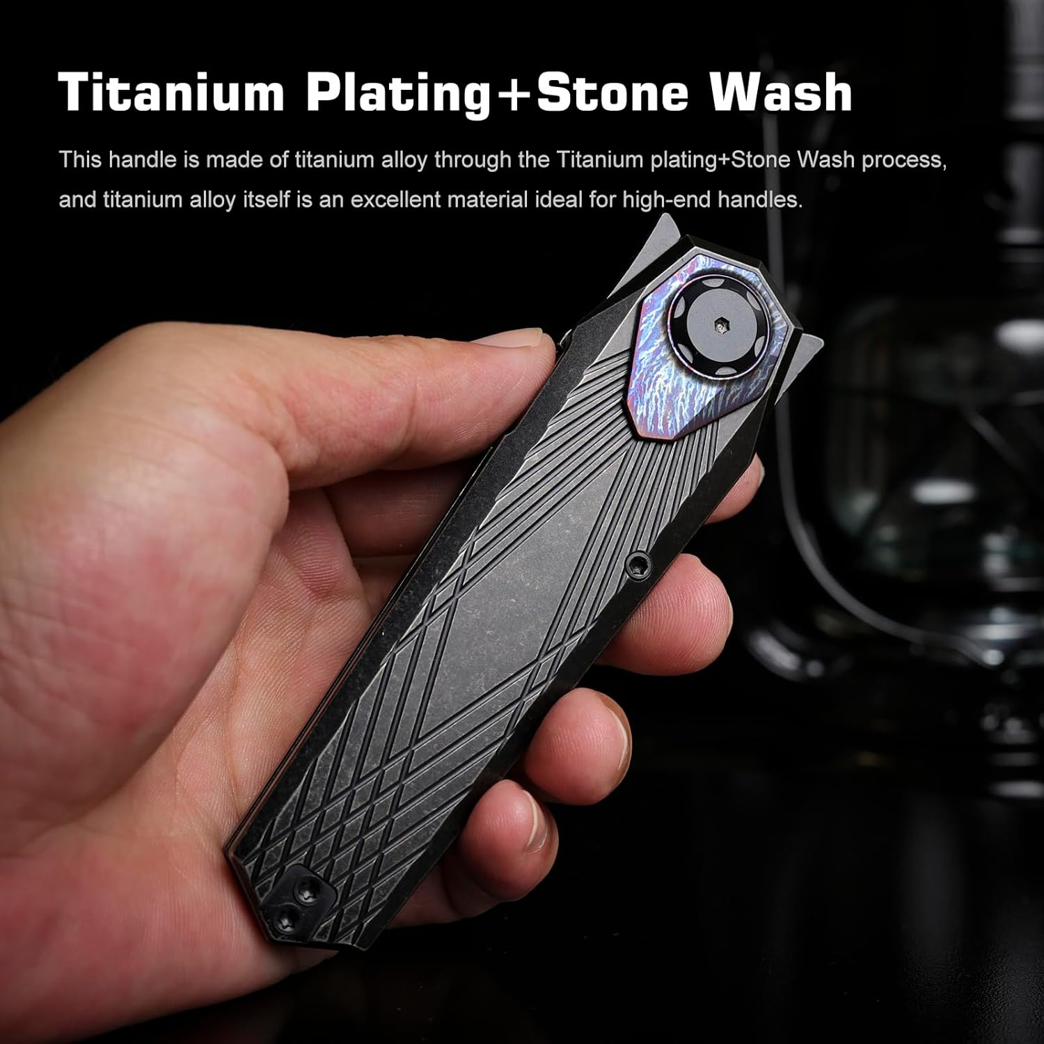 REMETTE RT-Infinite Power EDC Pocket Knife, M390 Blade Titanium Handle RTIP (Black/Stonewashing)