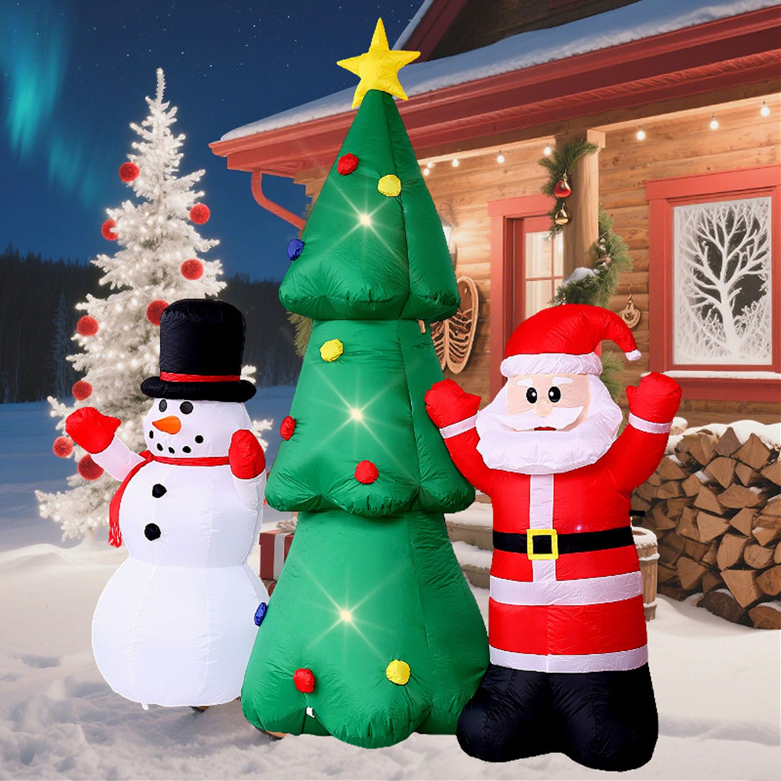 Inflable de Papá Noel para Exteriores 220cm Árbol de Navidad Hinchable