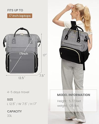 Miniatura 5 de LOVEVOOK Laptop Backpack for Women Fashion Business Computer Backpacks Travel Bags Purse Doctor Nurse Work Backpack with USB Port, Fits 17-Inch