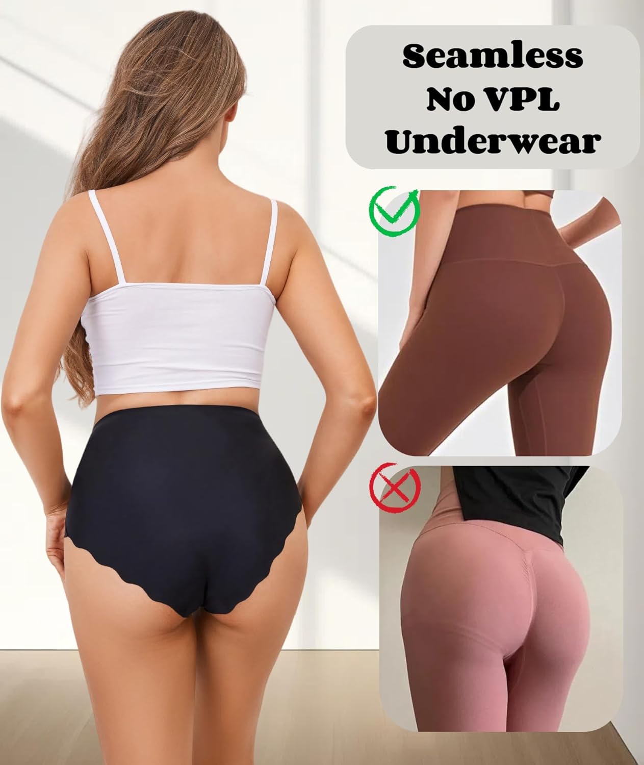 Seamless Underwear for Women High Waisted Full Coverage Briefs Soft No Show Underwear Breathable Panties(6 Pack) - Image 3