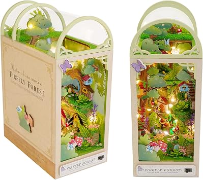 Cuteefun Book Nook Kit - DIY Miniature Dollhouse with LED Light
