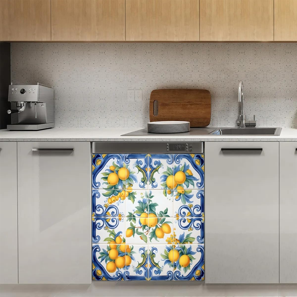 Blue Lemon Dishwasher Magnet Cover 23'' x 26'' Magnetic Dishwasher Door Cover Decorative Refrigerator Magnet Covers for Home Kitchen