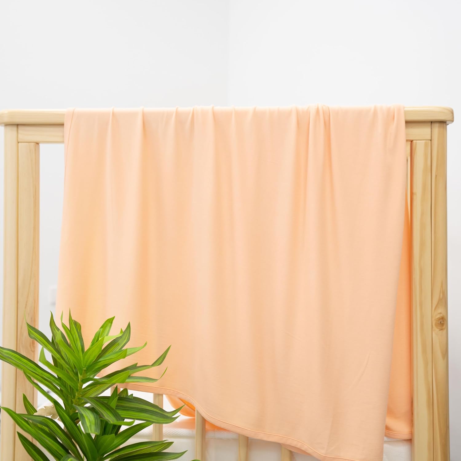 Baby Swaddle Blanket 46x46in – Soft Breathable Lightweight Stretchy Receiving Blanket for Unisex Newborn, Peach Fuzz