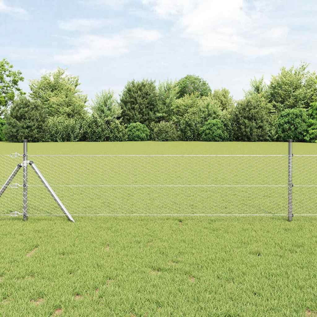 Postes de valla de 2,5 m, de acero plateado, rectangular, diseño moderno, robusto y resistente a la intemperie, para jardín, terraza y valla para perros