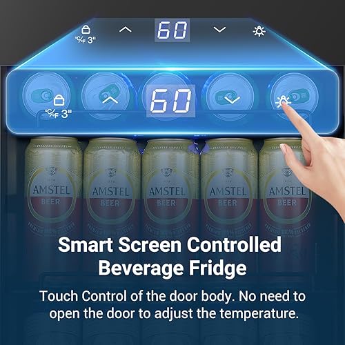 Miniatura 29 de BODEGA Refrigerador de bebidas con puerta de vidrio con control de temperatura digital de 41-64.4°F plateado