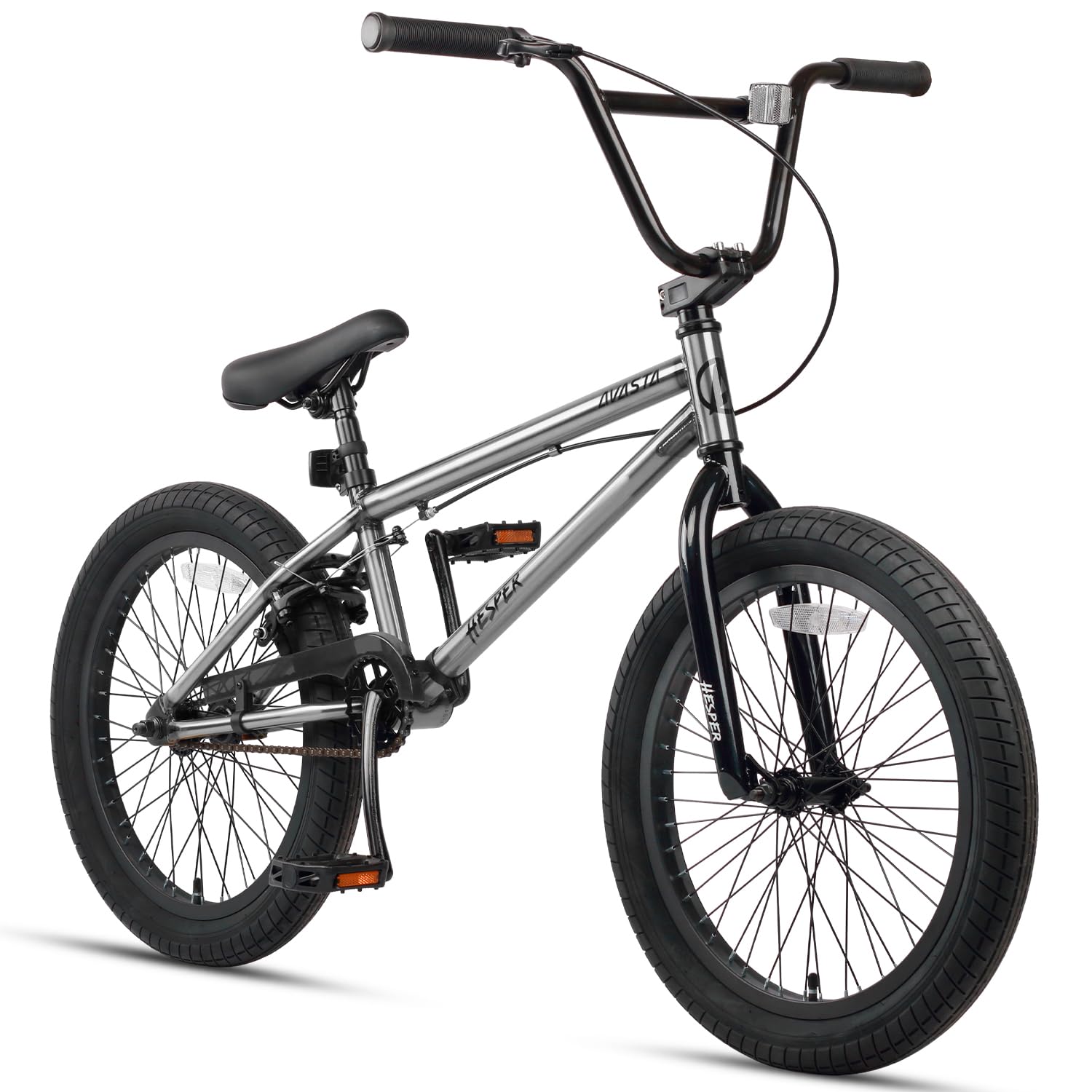 AVASTA Hesper Bicicleta BMX Freestyle de 20 pulgadas para niños, para chicos de 6, 7, 8, 9, 10, 11, 12, 13, 14 años y principiantes, color gris