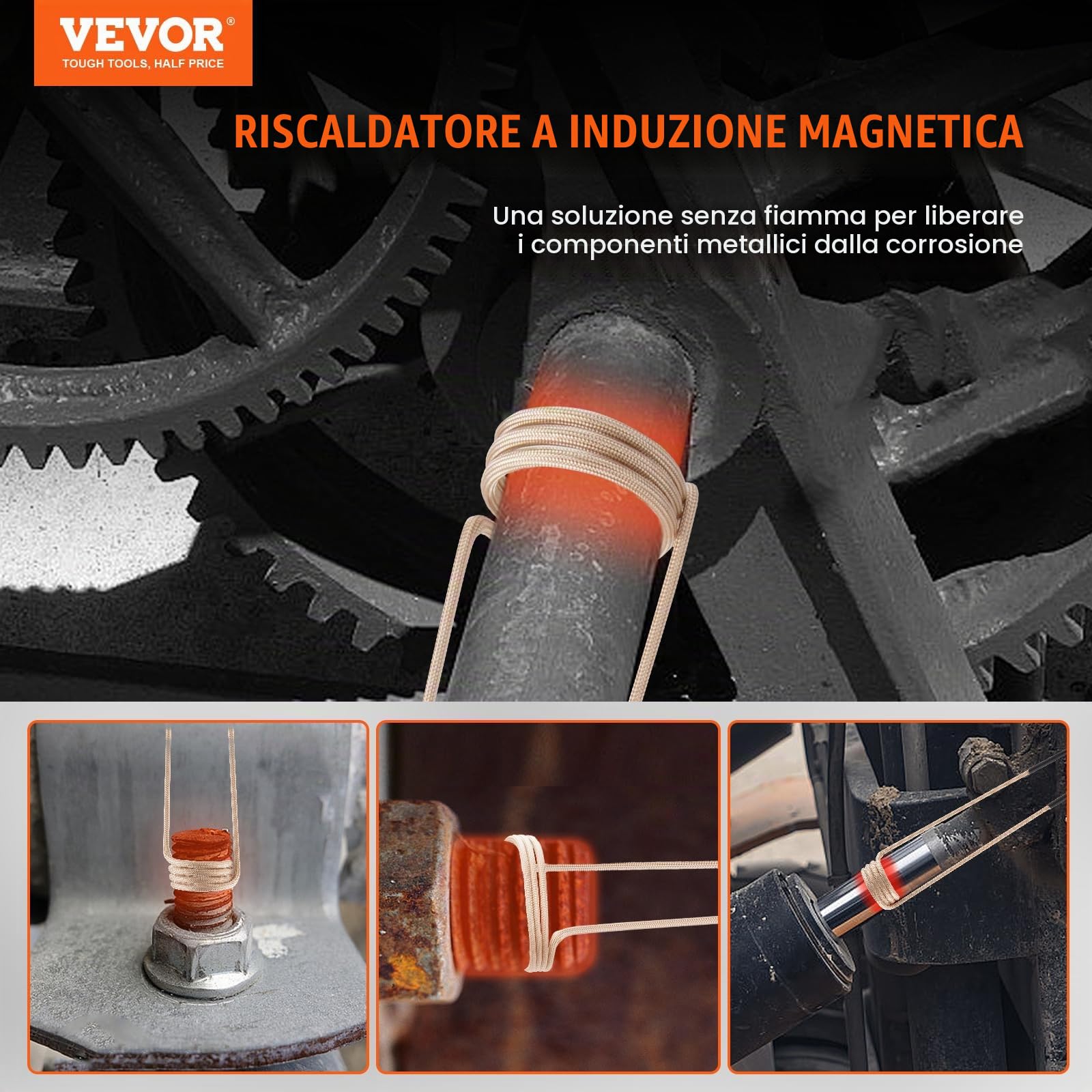 VEVOR Set Riscaldatore a Induzione Magnetica, Riscaldatore aInduzione da 1000W, Riscaldatore aInduzione con 8 Bobine a Induzione, Dispositivo per Riscaldatore a Induzione per Rimozione Bulloni Dadi