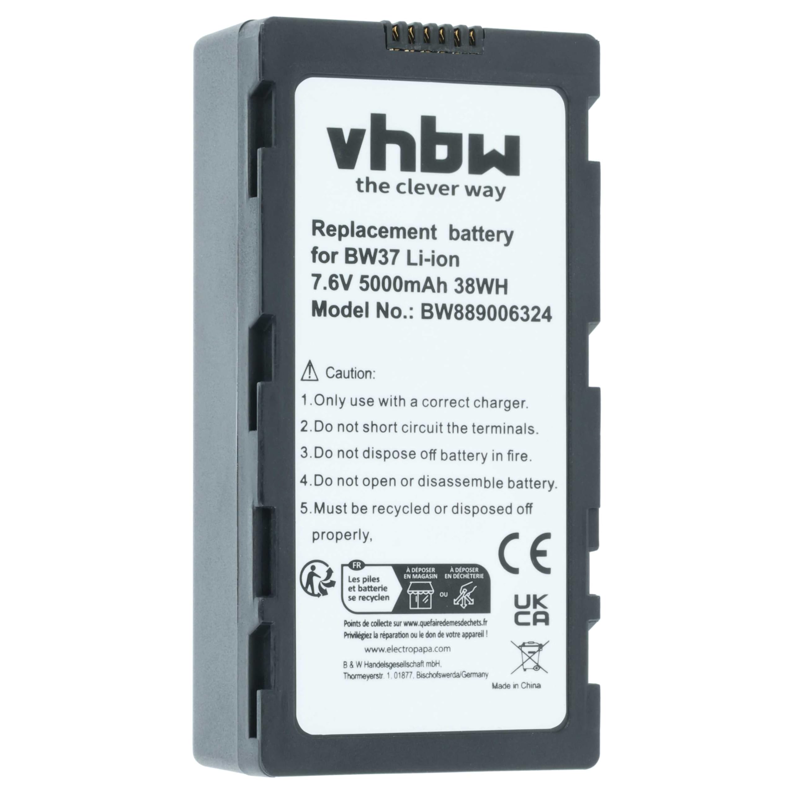 vhbw 2X Akku Ersatz für DJI WB37 | für Drohne Controller (5000 mAh, 7,4 V, Li-Polymer)