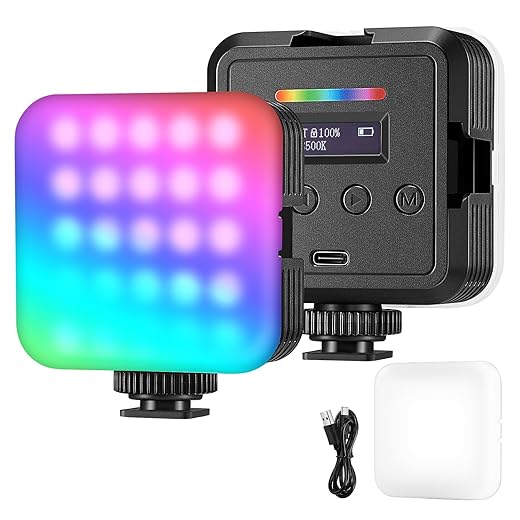 NEEWER Magnetic RGB Video Lamp, 360° Full Color RGB61 LED Camera Light with 3 Cold Shoe Mounts/CRI 97+/20 Scene Modes/2500K-8500K/2000mAh, Small Panel Light for Portable Photography Selfie