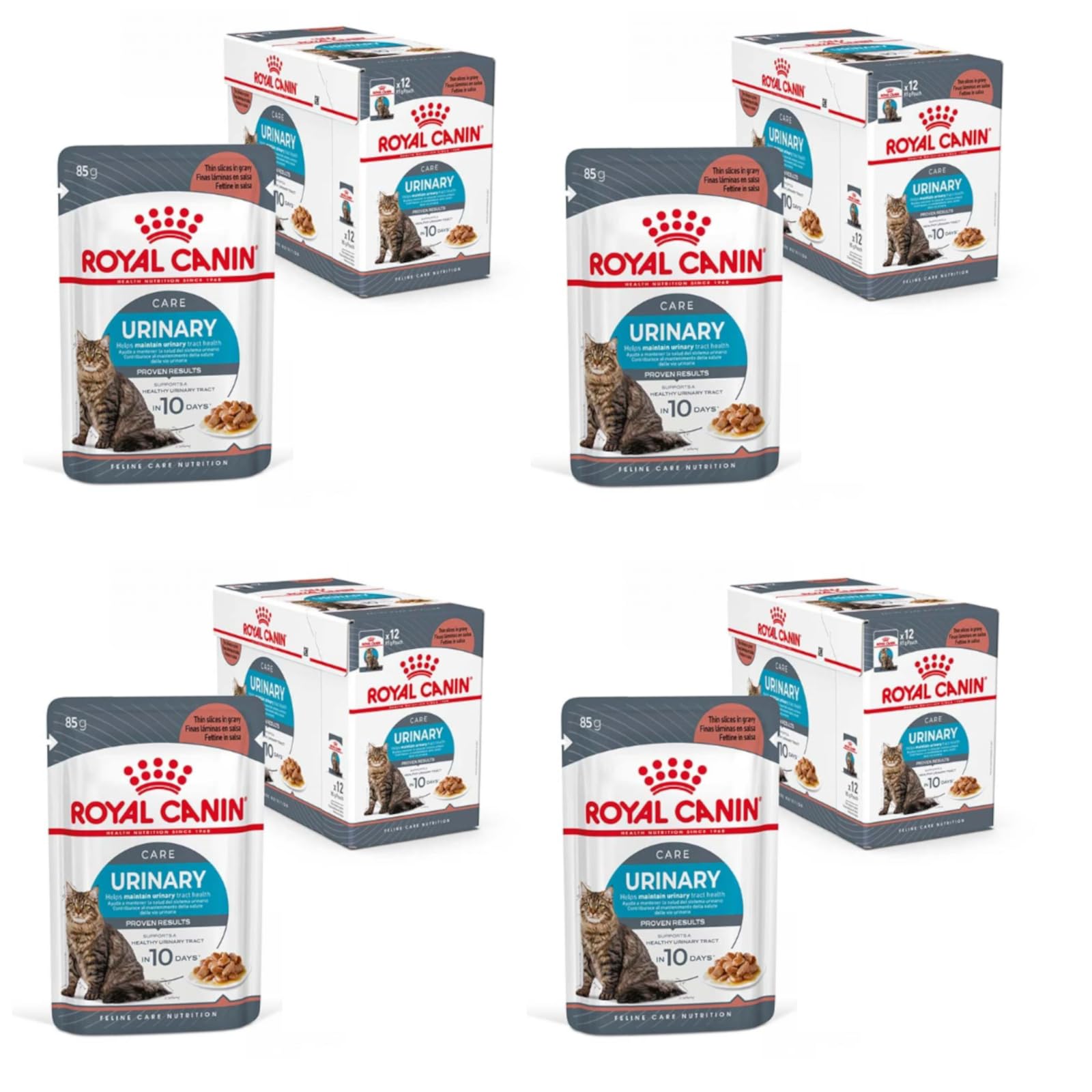 Royal Canin Feline Urinary Care | 4 szt. | 4 x 12 x 85 g | Karma dla dorosłych kotów | małe kawałki sosu | dla kotów z wrażliwymi dróg moczowych