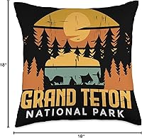 Vista 4 de Grand Teton Wyoming National Park Souvenir Hiking Grand Teton Camping National Park Souvenir Wyoming Buffalo - Almohada de 18 x 18 pulgadas