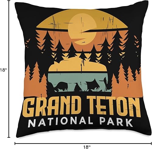 Miniatura 4 de Grand Teton Wyoming National Park Souvenir Hiking Grand Teton Camping National Park Souvenir Wyoming Buffalo - Almohada de 18 x 18 pulgadas,