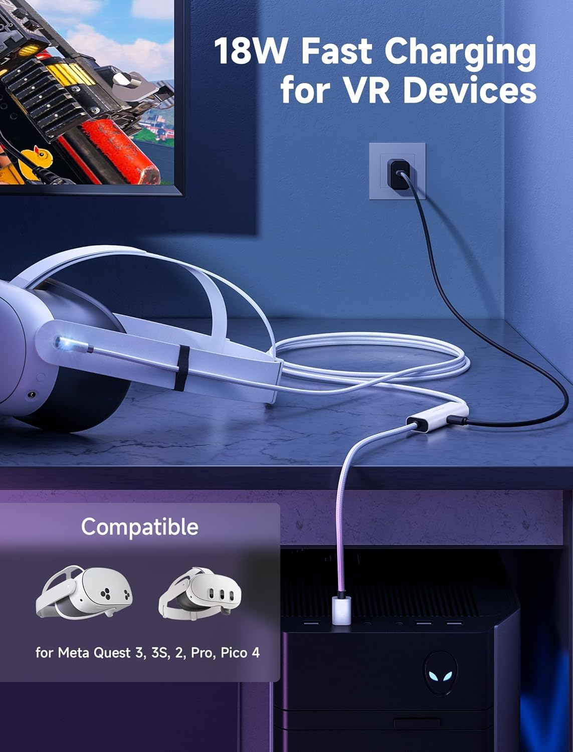 Amazon.com: JSAUX Link Cable with 18W Charging 16ft, Compatible