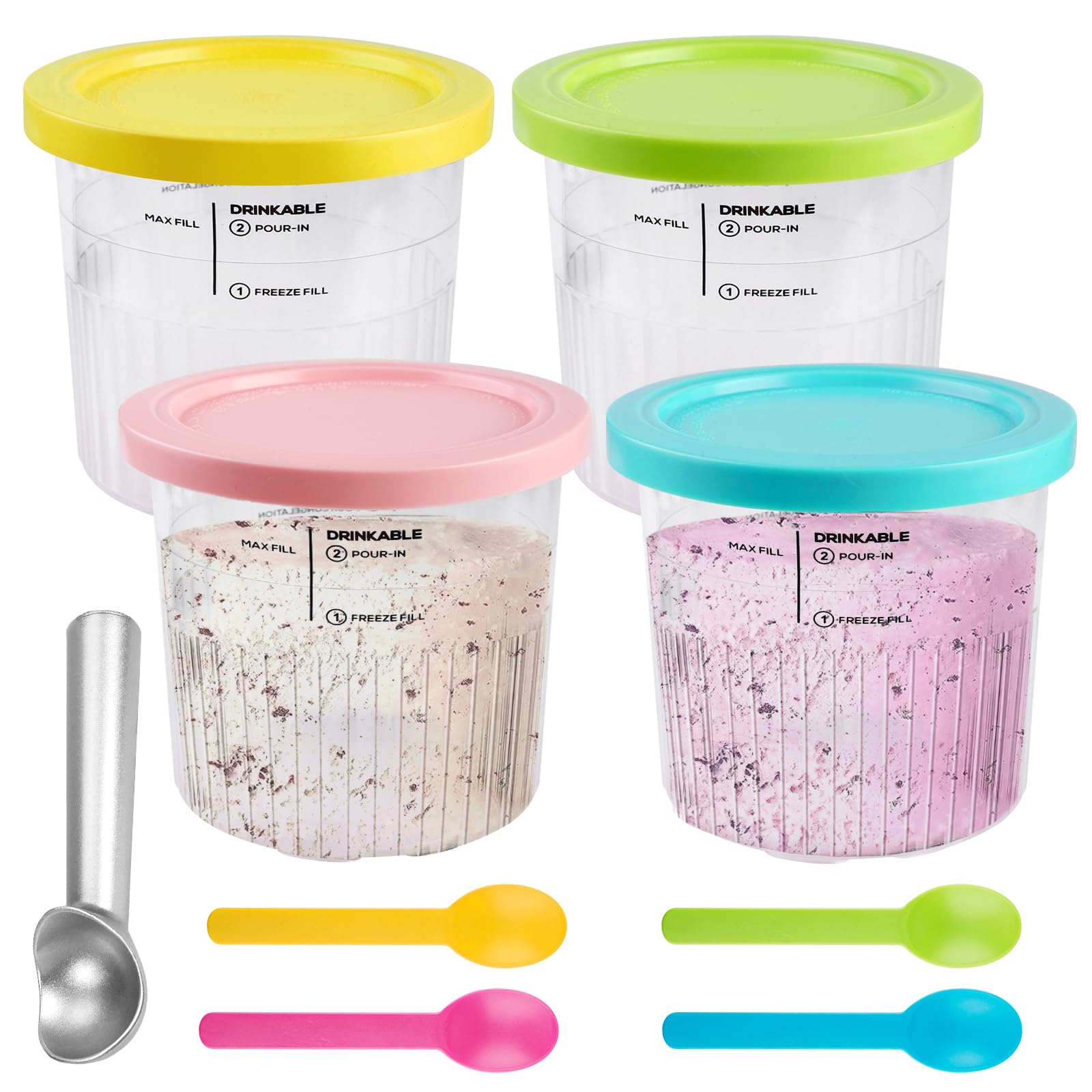 SUNOYA 4 Pezzi Contenitori Per Gelato, Contenitori Creami Per Nc500 Nc501, Contenitore Per Gelato Per Creami, Senza Bpa, Lavabili In Lavastoviglie