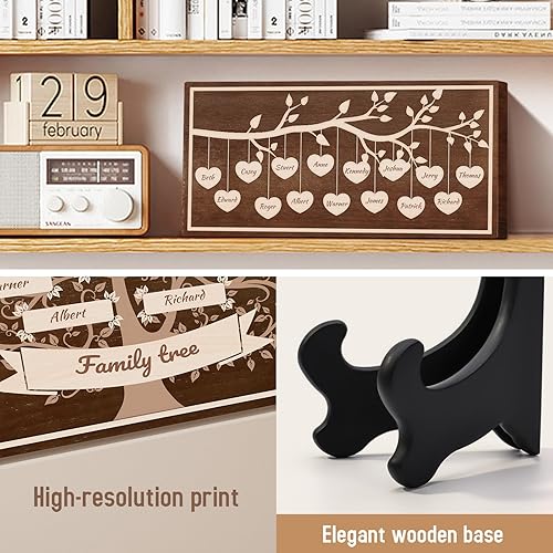 Miniatura 4 de ALBK Letreros personalizados para árbol genealógico Letreros de madera con nombres personalizados, decoración de escritorio, regalos para mamá,