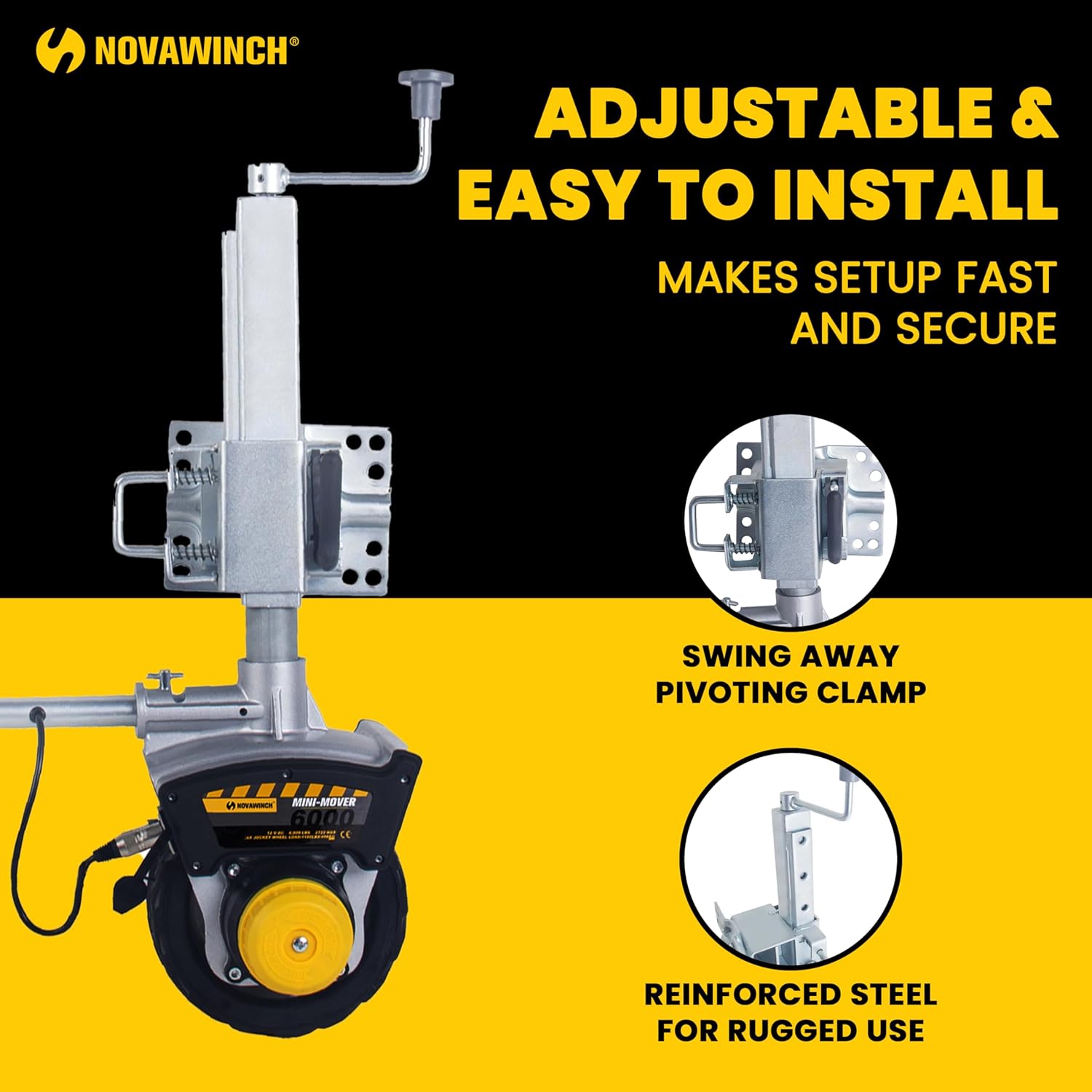 Mini Mover 3 Plus Trailer Jockey Wheel, 12v Electric, Moves 6000 lbs Rolling Weight (Mini Mover 3 Plus)