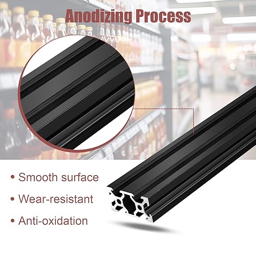 Miniatura 4 de QNK 5 unids 1220mm (48") ranura en V 2040 extrusión de aluminio estándar europeo anodizado riel lineal para piezas de impresora 3D y CNC DIY negro