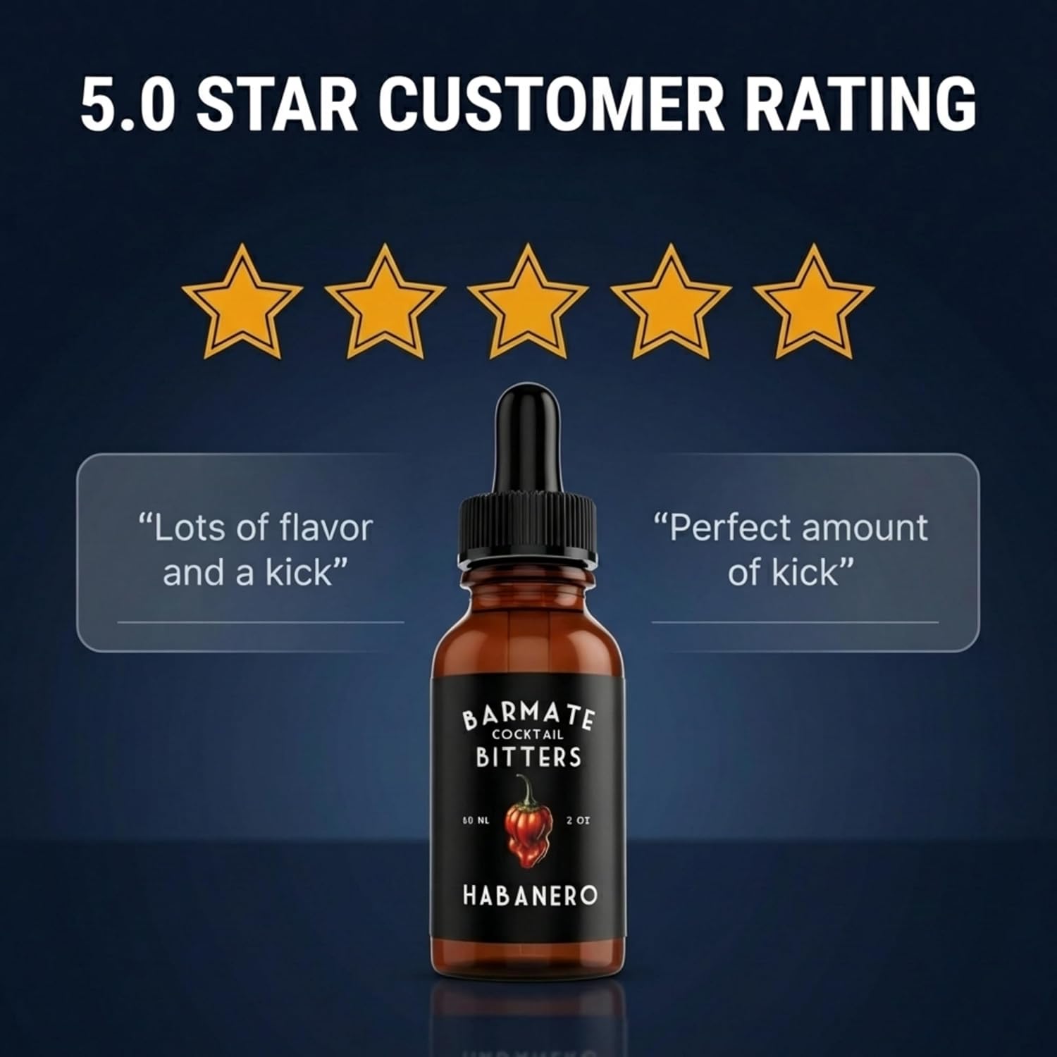 Spicy Habanero Cocktail Bitters - Drink Flavor Enhancer, Handcrafted Small Batch Bitters for Premium Cocktails, 2 oz