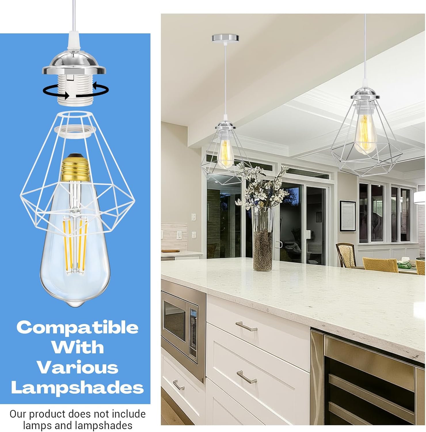 12 Pack Industrial Mini Pendant Light Kit Bulk, UL E26/E27 Lamp Socket 3.28 ft Adjustable Hanging Light Cord Kit Edison Vintage Retro Ceiling Lamp Fixture for Kitchen Bar Decor(Sliver)