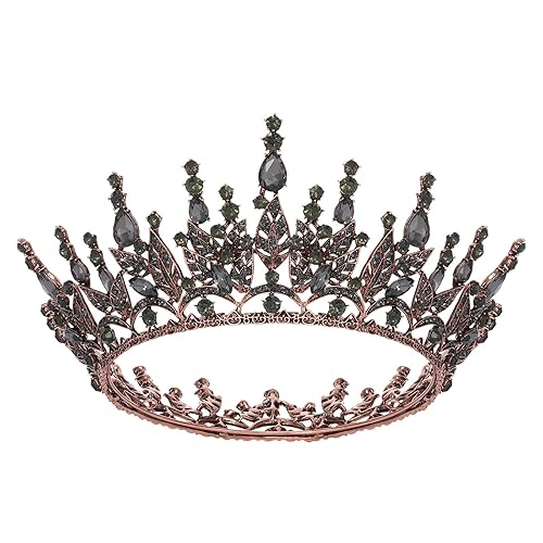 Corona gótica SWEETV de reina para mujer, corona de boda con diamantes de imitación, tiara y corona de color negro, accesorios de fiesta de