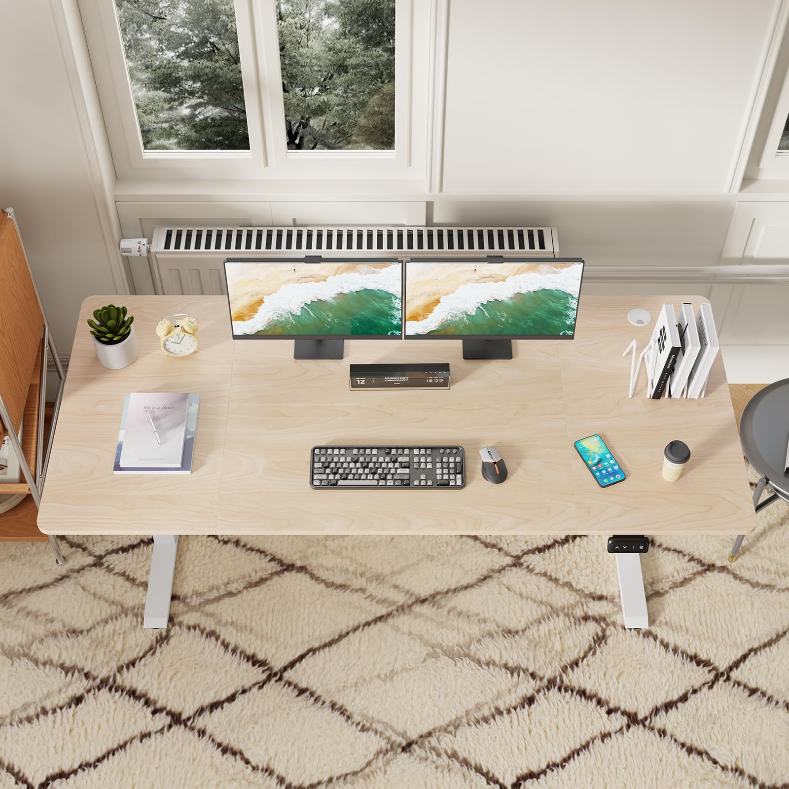 TRIUMPHKEUY 180 x 80cm Scrivania Regolabile in Altezza,Elettrica Regolabile Scrivania,Tavolo da Computer,con Funzione di Memoria,Standing Desk 71-119 cm(Beige)