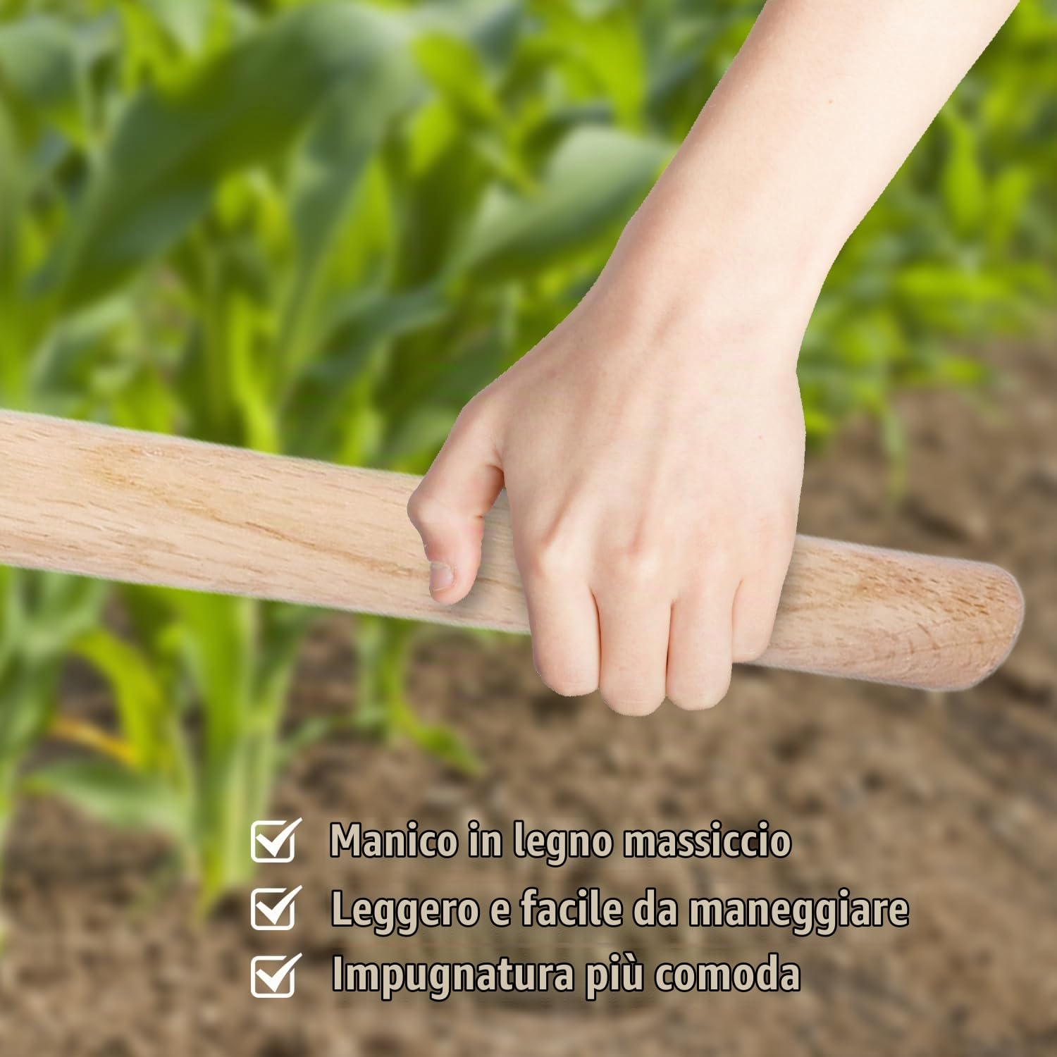 Tissting Coltivatore A Mano 40 Cm Zappa per Giardinaggio Agricolo - Zappa in Acciaio Inossidabile con Manico in Legno per Diserbo E Scavo, Ideale per Piantagione di Fiori E Manutenzione Bonsai