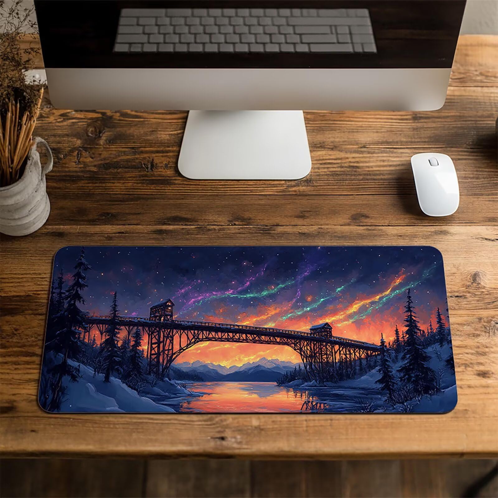 Podkładka pod mysz, XXL, 60 x 140 x 0,3 cm, wodoodporna, gamingowa podkładka pod mysz, zwiększona dokładność i prędkość, akcesoria do gier, laptop, biuro, prezent dla mężczyzn, FSBD-4104