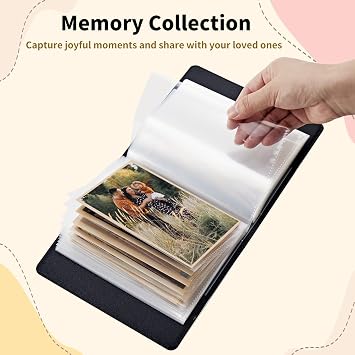 Photo Album 4x6 Photos - 120 Photos PU Leather Cover with Strong Elastic Band, Small Photo Pictures Album Birthday Christmas Photo Albums Family Wedding, Aesthetic Butterfly Moon