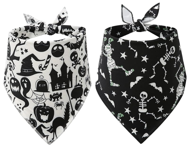 Bandana para Cães de Halloween com Estampas Temáticas BoomBone Pacote com 2