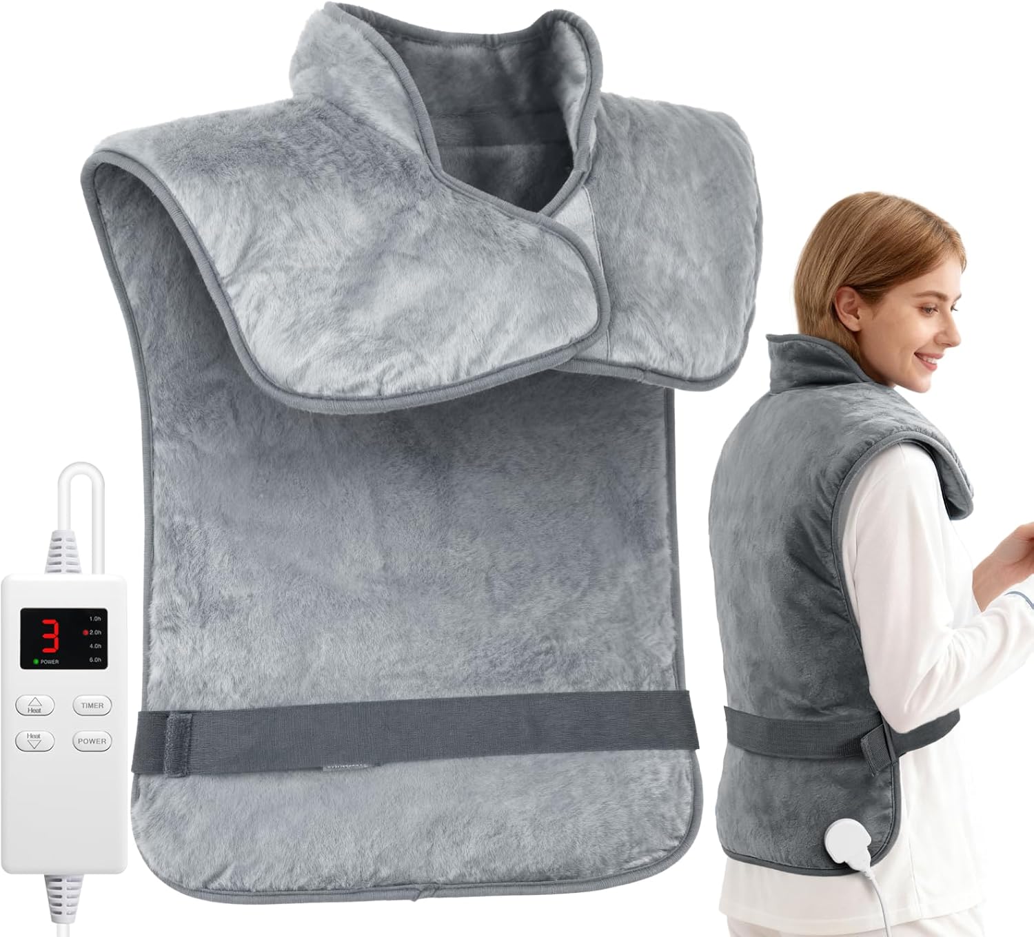 Weighted Heating Pad for Women, 24"x33" Electric Wrap for Back, Neck, and Shoulder Pain Relief, Moist/Dry Heat, Adjustable Fit, Gift for Cramps and Relaxation