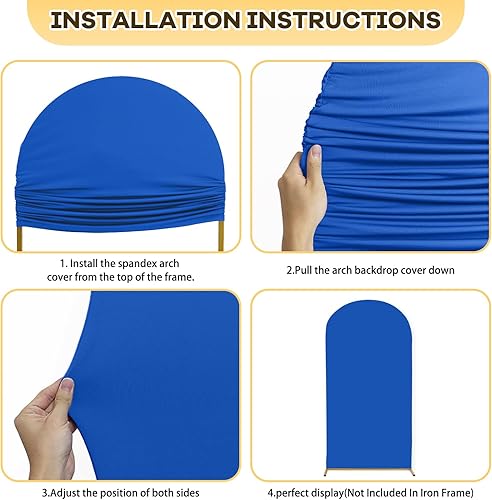 Miniatura 4 de Cubierta de arco de globo de 6.6 pies, cubierta de telón de fondo de arco de boda, cubierta de arco azul real, cubierta de telón de fondo de