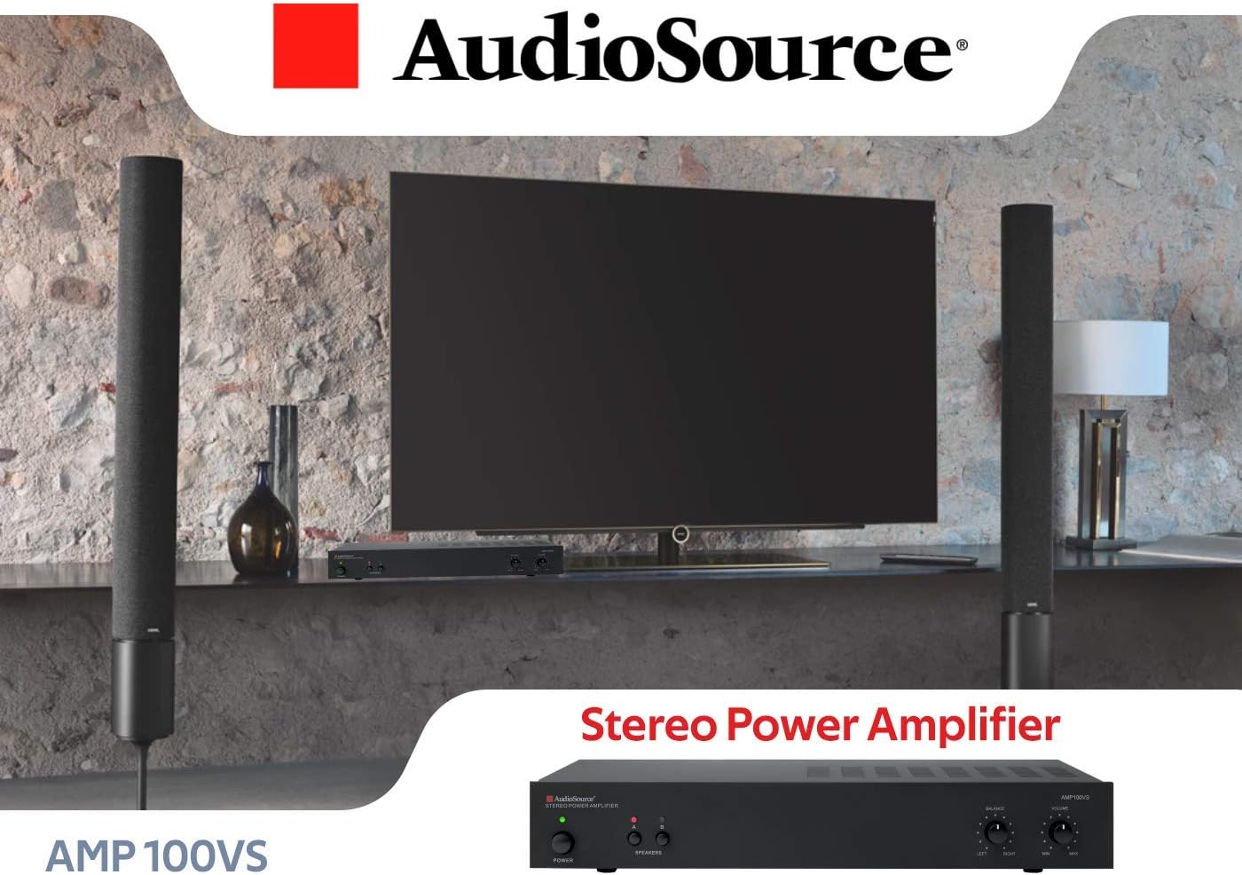 🔥 AudioSource Analog Amplifier, Stereo Power A Amplifier AMP100VS for Home Sound Systems